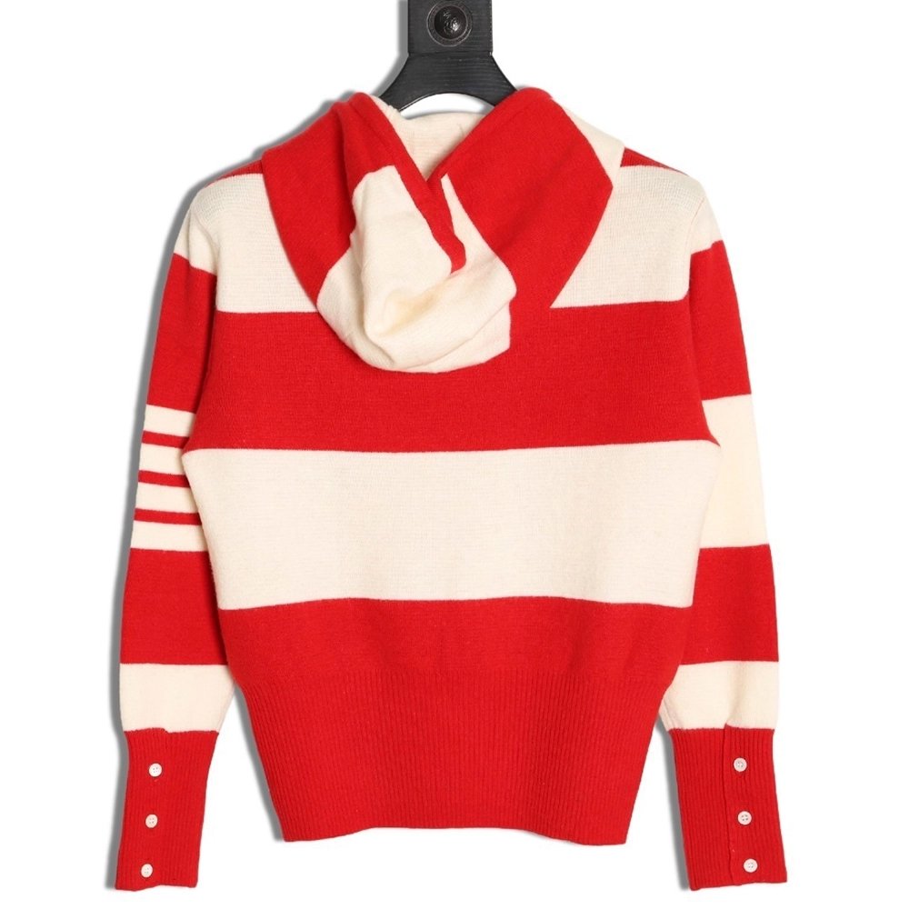 Thom Browne Wide-Stripe Knitted Hoodie,Thom Browne