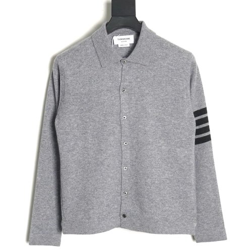 Thom Browne Four-Bar Australian Wool Collar Cardigan,Thom Browne