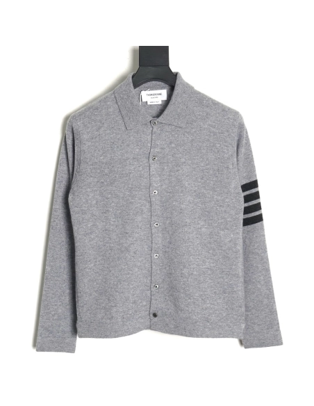 Thom Browne Four-Bar Australian Wool Collar Cardigan,Thom Browne
