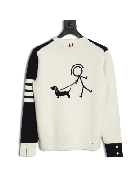 Thom Browne Dog-Walking Crewneck Sweater TSK1,Thom Browne