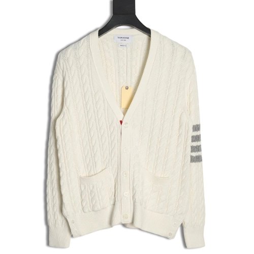 Thom Browne 4-Bar Cable-Knit Cardigan,Thom Browne