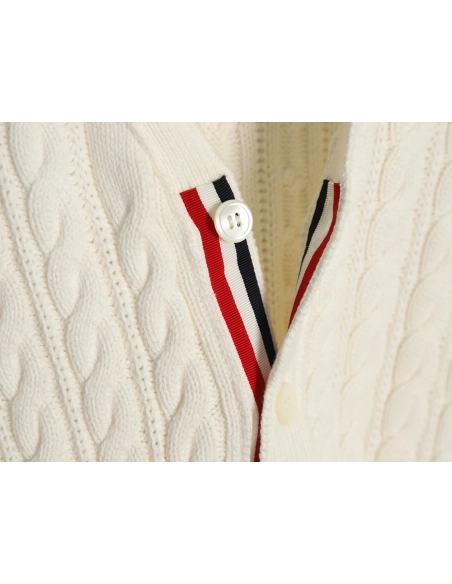 Thom Browne 4-Bar Cable-Knit Cardigan,Thom Browne
