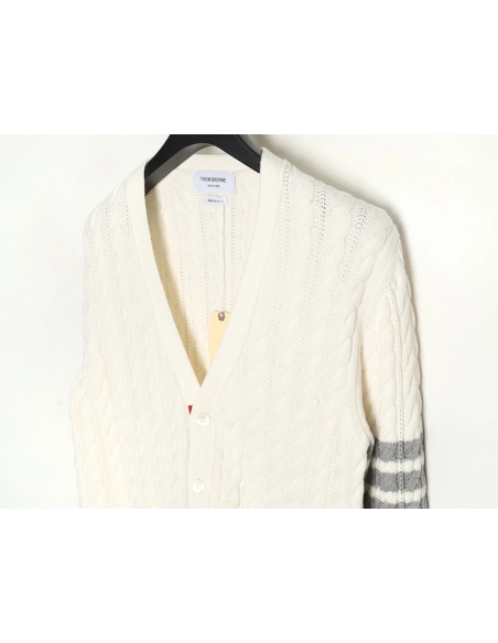 Thom Browne 4-Bar Cable-Knit Cardigan,Thom Browne