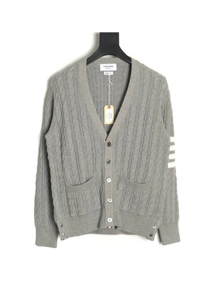 Thom Browne 4-Bar Cable-Knit Cardigan TSK1,Thom Browne