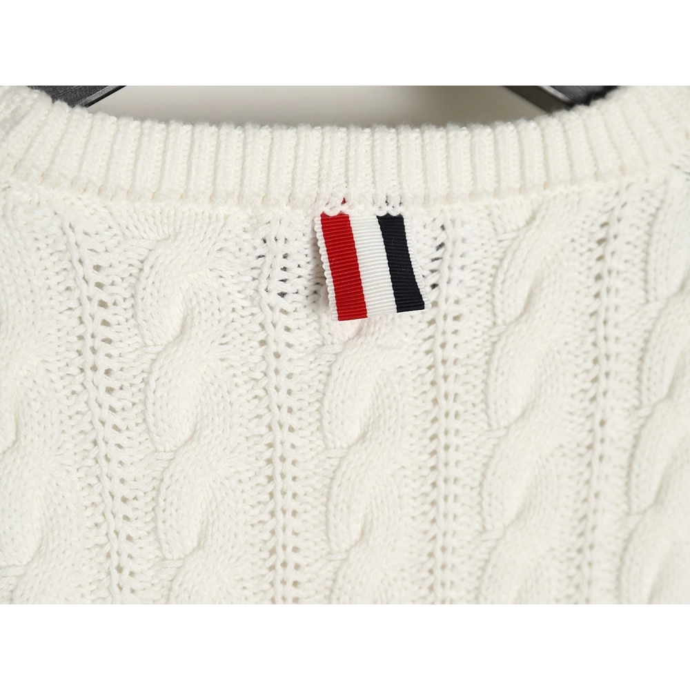 Thom Browne 4-Bar Cable-Knit Crewneck Sweater,Thom Browne