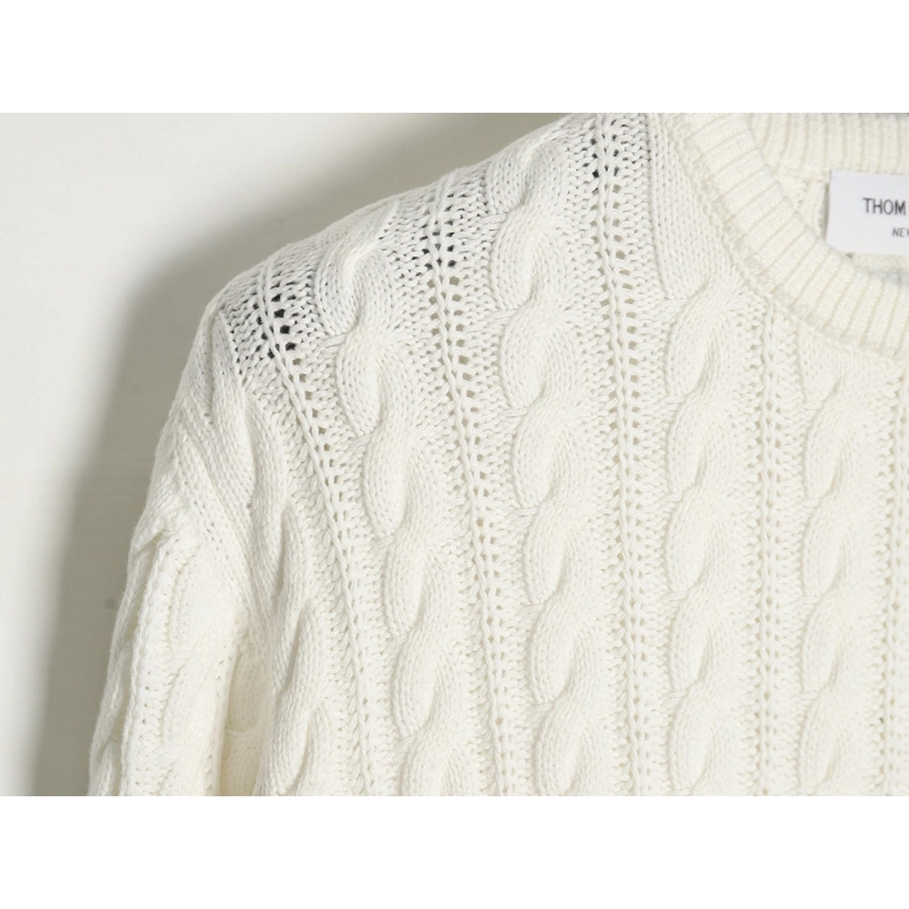 Thom Browne 4-Bar Cable-Knit Crewneck Sweater,Thom Browne