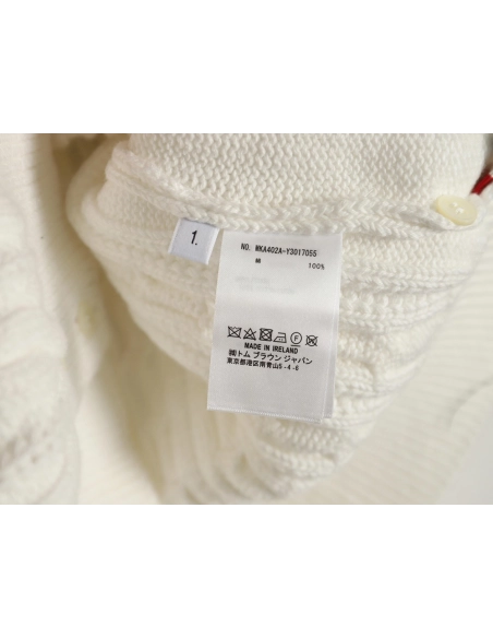 Thom Browne 4-Bar Cable-Knit Crewneck Sweater,Thom Browne