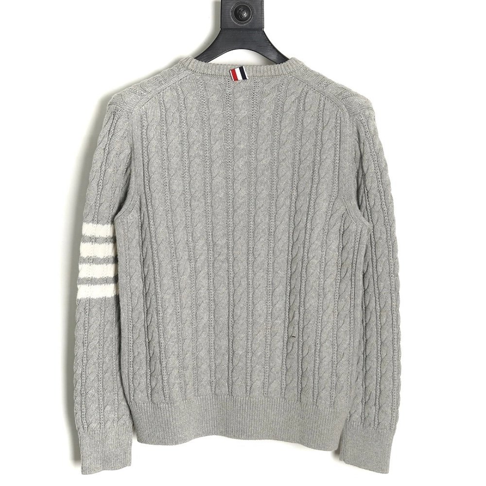 Thom Browne 4-Bar Cable-Knit Crewneck Sweater TSK1,Thom Browne