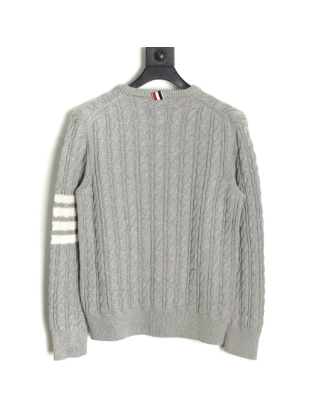 Thom Browne 4-Bar Cable-Knit Crewneck Sweater TSK1,Thom Browne