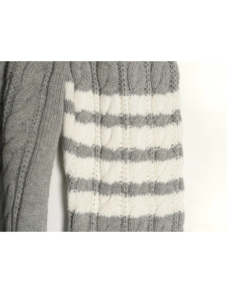 Thom Browne 4-Bar Cable-Knit Crewneck Sweater TSK1,Thom Browne