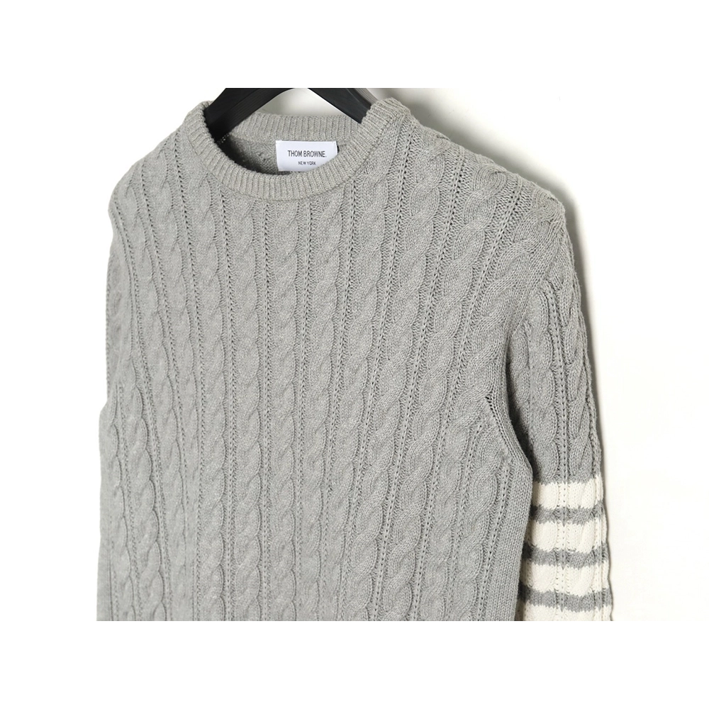 Thom Browne 4-Bar Cable-Knit Crewneck Sweater TSK1,Thom Browne