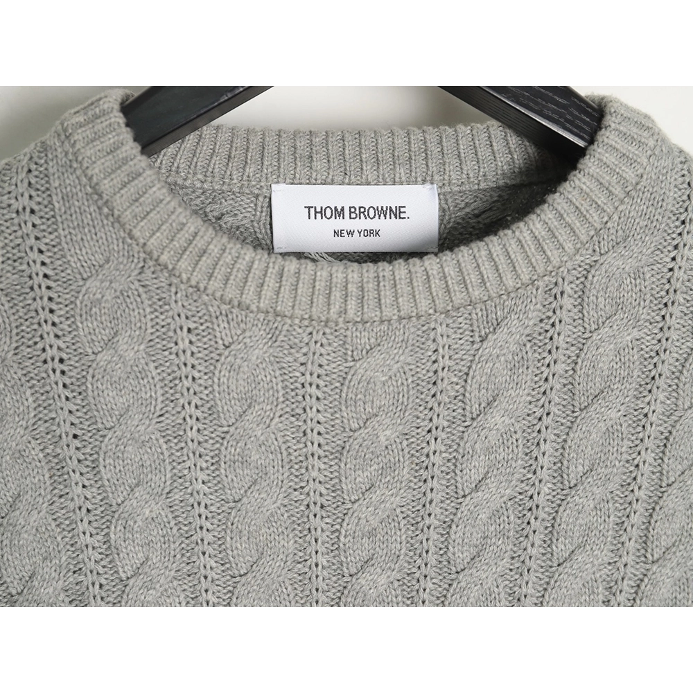 Thom Browne 4-Bar Cable-Knit Crewneck Sweater TSK1,Thom Browne