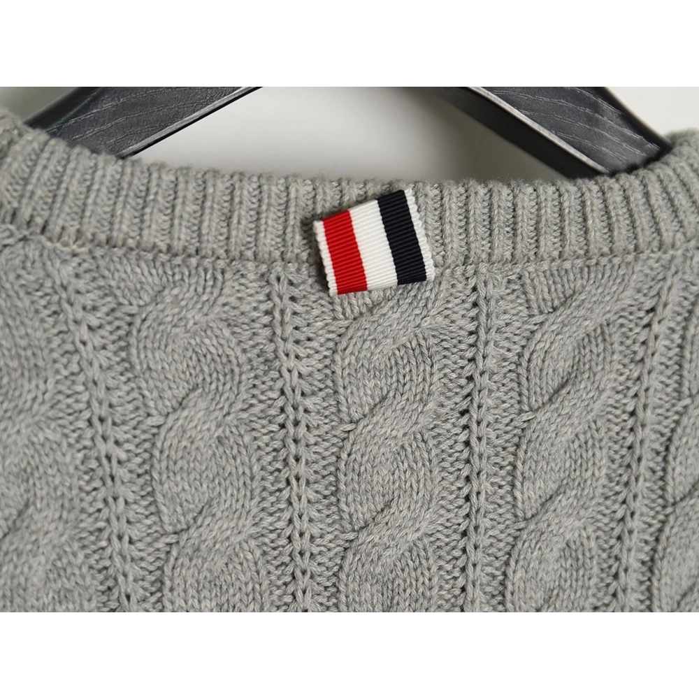 Thom Browne 4-Bar Cable-Knit Crewneck Sweater TSK1,Thom Browne