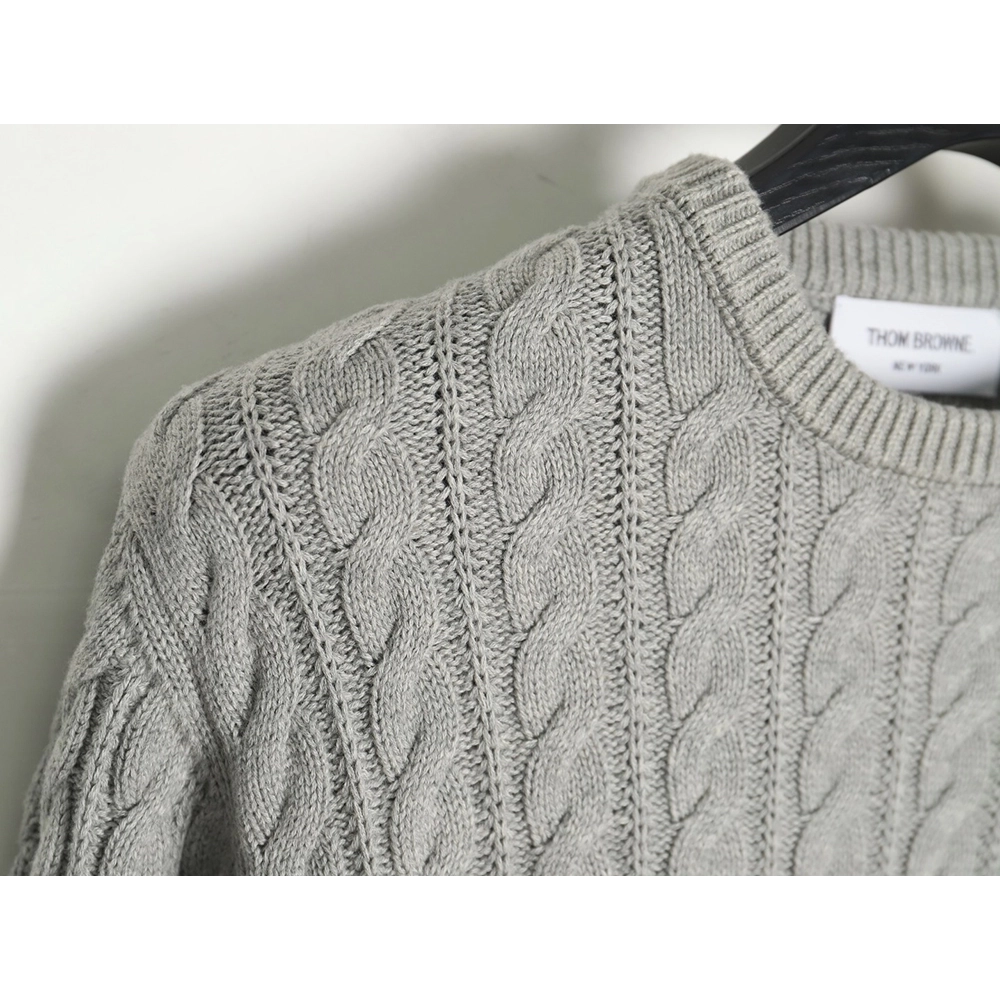 Thom Browne 4-Bar Cable-Knit Crewneck Sweater TSK1,Thom Browne