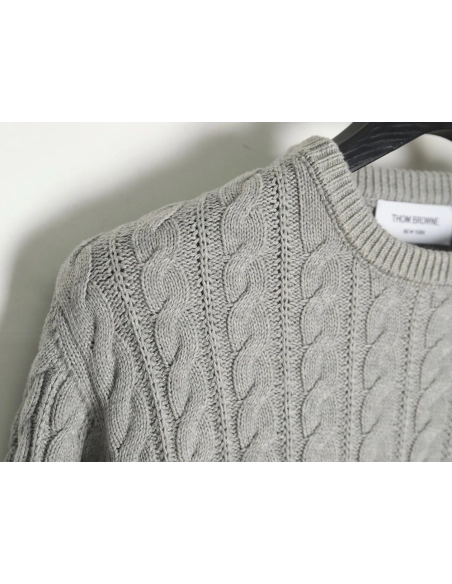 Thom Browne 4-Bar Cable-Knit Crewneck Sweater TSK1,Thom Browne