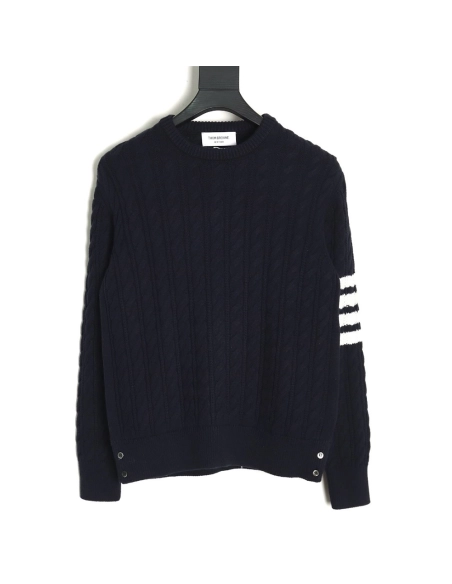 Thom Browne 4-Bar Cable-Knit Crewneck Sweater TSK2,Thom Browne
