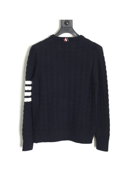 Thom Browne 4-Bar Cable-Knit Crewneck Sweater TSK2,Thom Browne