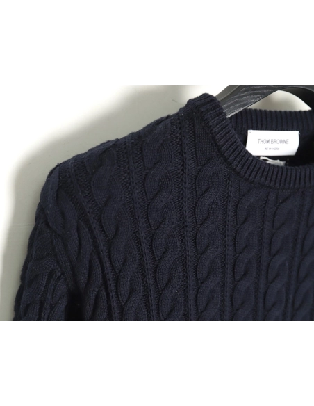 Thom Browne 4-Bar Cable-Knit Crewneck Sweater TSK2,Thom Browne