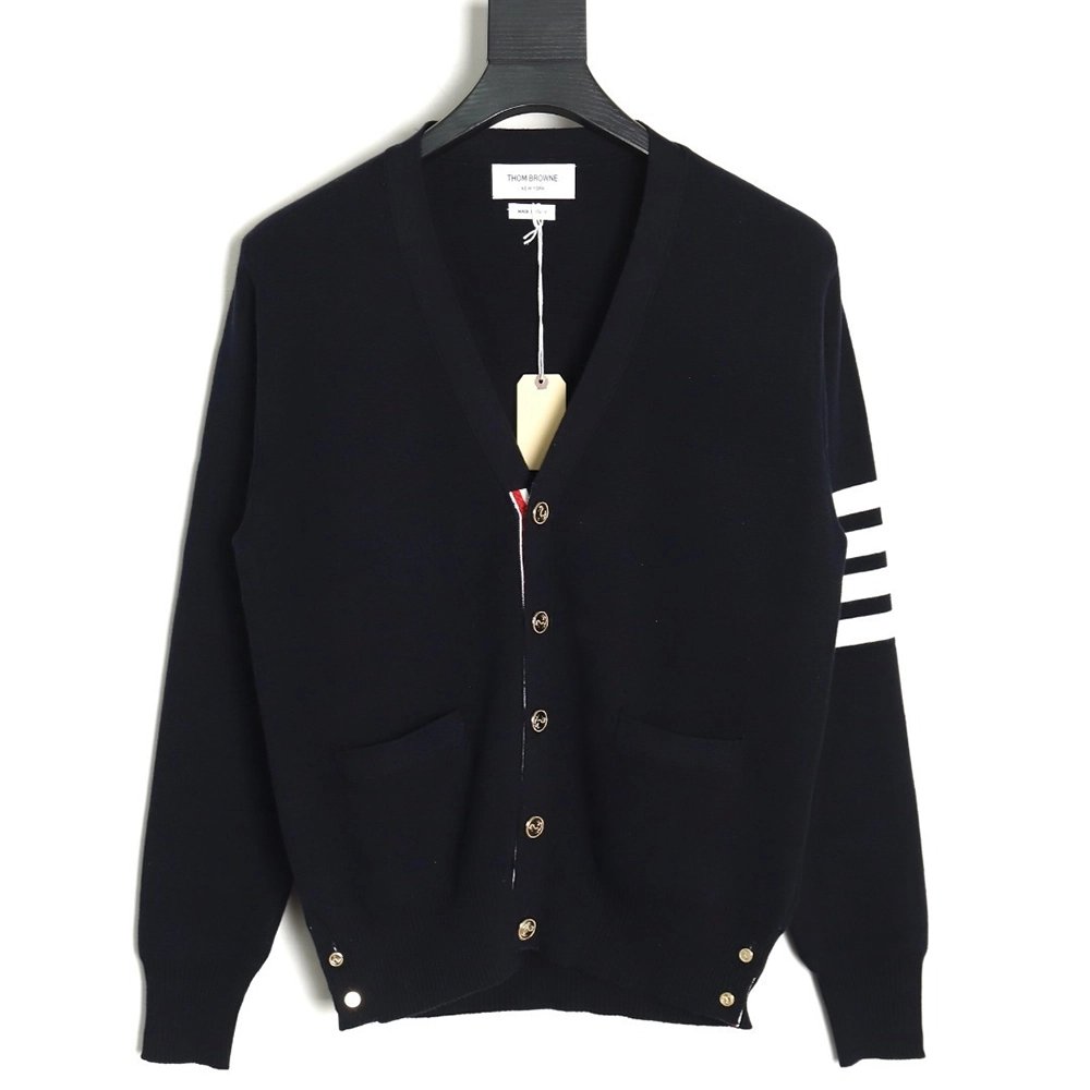 Thom Browne Classic 4-Bar 5-Button Cardigan-Navy Blue TSK2,Thom Browne