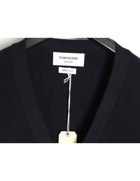 Thom Browne Classic 4-Bar 5-Button Cardigan-Navy Blue TSK2,Thom Browne