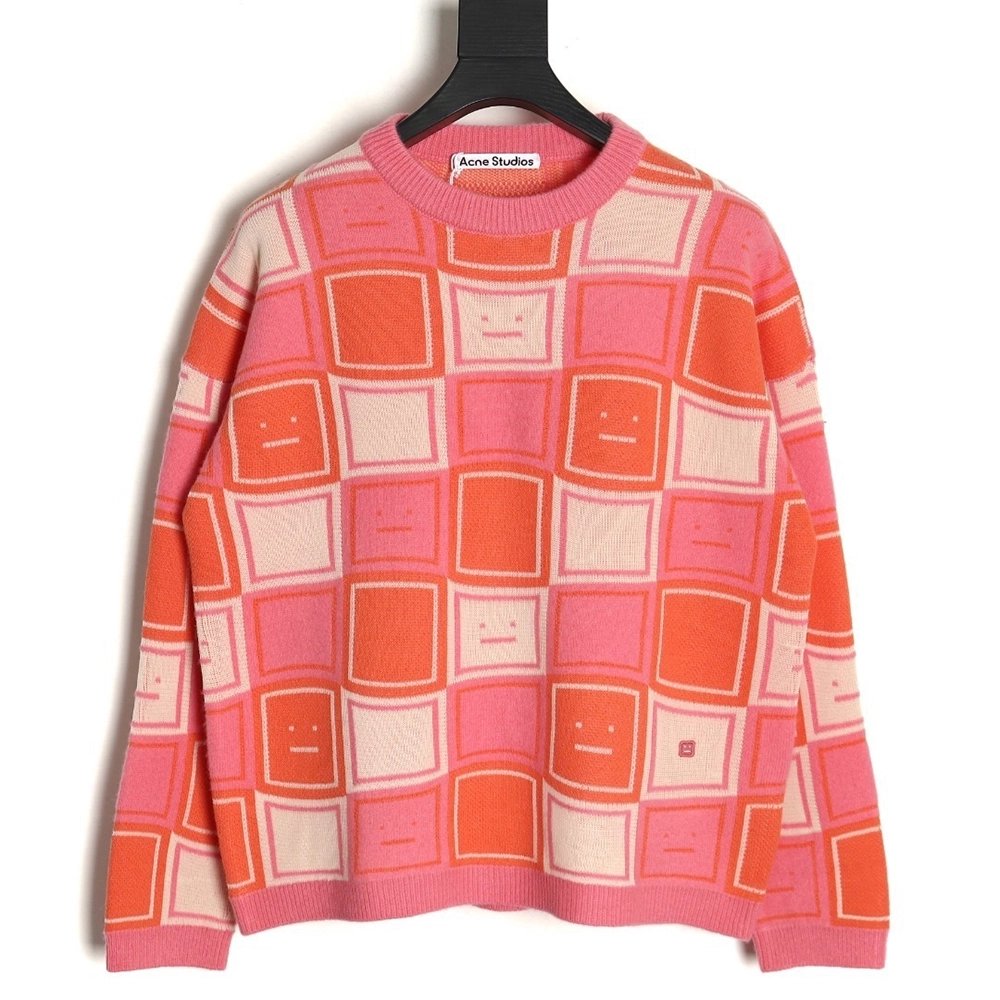 Acne Studios Square Smiley Face Crew Neck Sweater,Acne Studios