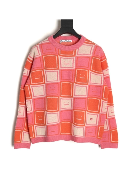 Acne Studios Square Smiley Face Crew Neck Sweater,Acne Studios