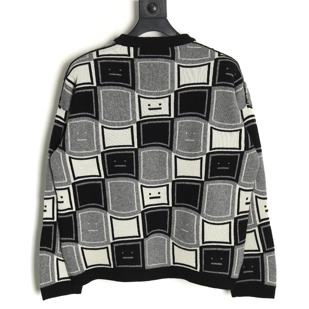 Acne Studios Square Smiley Face Crew Neck Sweater TSK1,Acne Studios