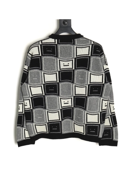 Acne Studios Square Smiley Face Crew Neck Sweater TSK1,Acne Studios