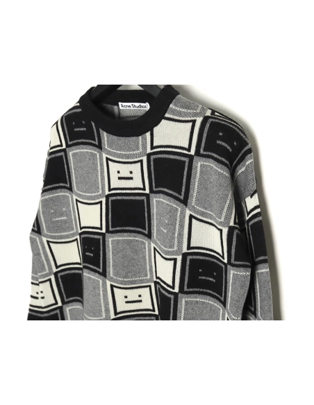 Acne Studios Square Smiley Face Crew Neck Sweater TSK1,Acne Studios