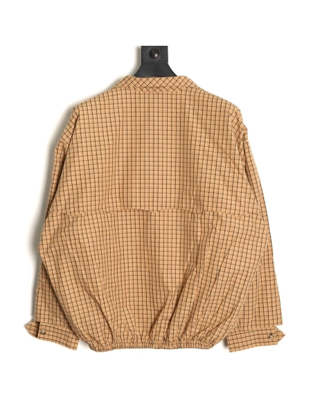 Miu Miu Color-block Plaid Stand-Collar Zip Jacket,Miu Miu