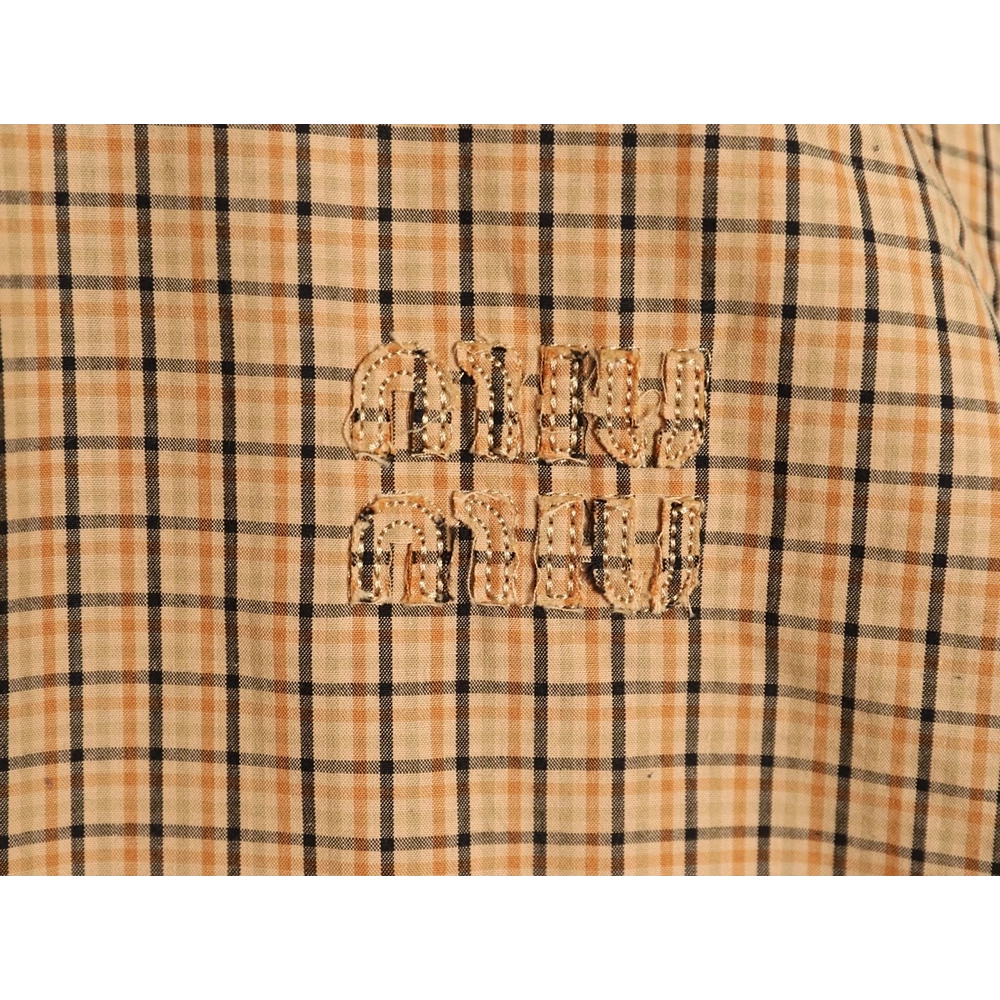 Miu Miu Color-block Plaid Stand-Collar Zip Jacket,Miu Miu