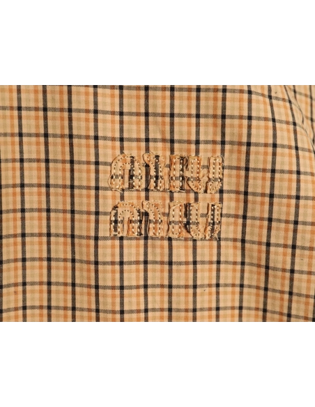 Miu Miu Color-block Plaid Stand-Collar Zip Jacket,Miu Miu