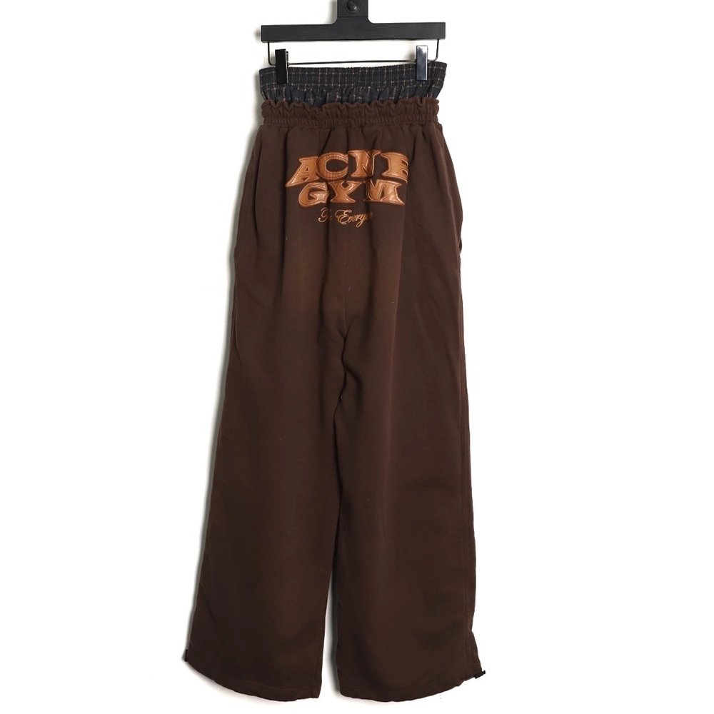 Acne Studios Gym Distressed Faux Two-Piece Logo Trousers,Acne Studios