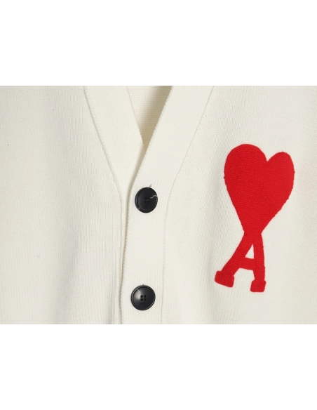 Ami Paris Heart Embroidered Cardigan,Ami