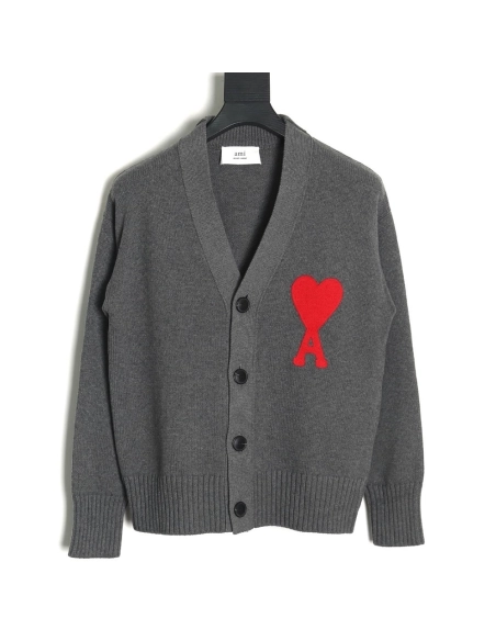 Ami Paris Heart Embroidered Cardigan TSK1,Ami