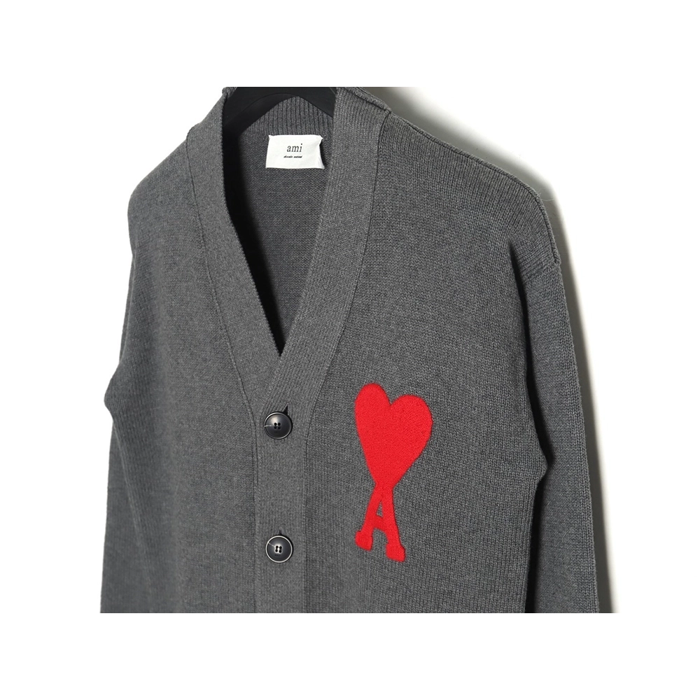 Ami Paris Heart Embroidered Cardigan TSK1,Ami