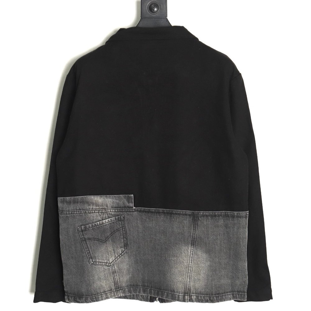 Prada Washed Denim Jacket with Triangle Logo,Prada