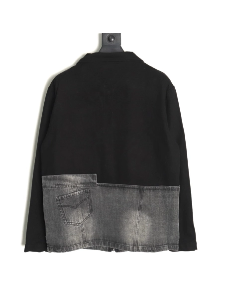 Prada Washed Denim Jacket with Triangle Logo,Prada