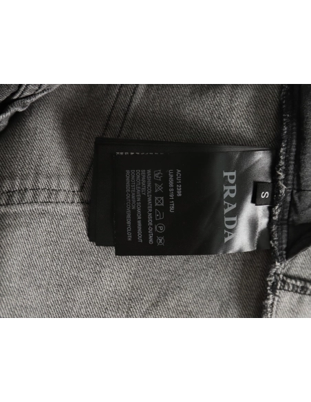 Prada Washed Denim Jacket with Triangle Logo,Prada