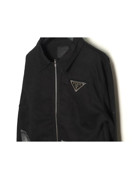 Prada Washed Denim Jacket with Triangle Logo,Prada