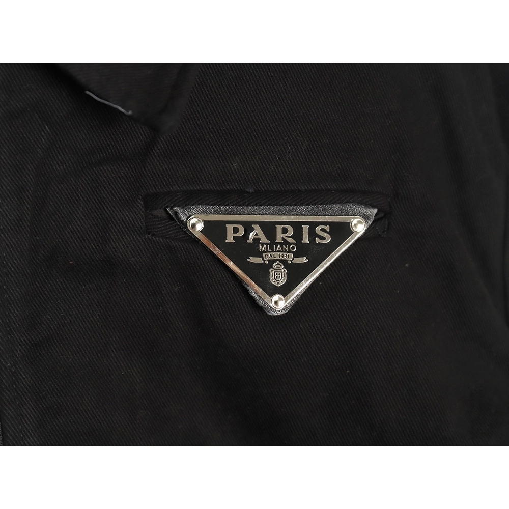 Prada Washed Denim Jacket with Triangle Logo,Prada