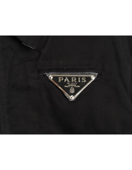 Prada Washed Denim Jacket with Triangle Logo,Prada