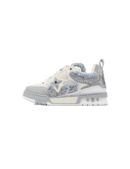 Louis Vuitton LV Skate Sneaker Horse Hair Gray White Diamond