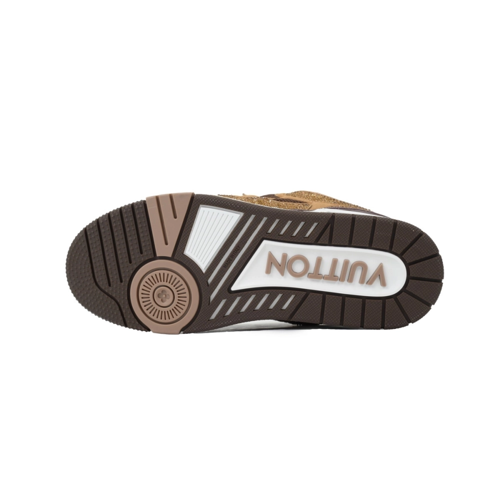 Louis Vuitton LV Skate Sneaker White Brown With Rhinestones