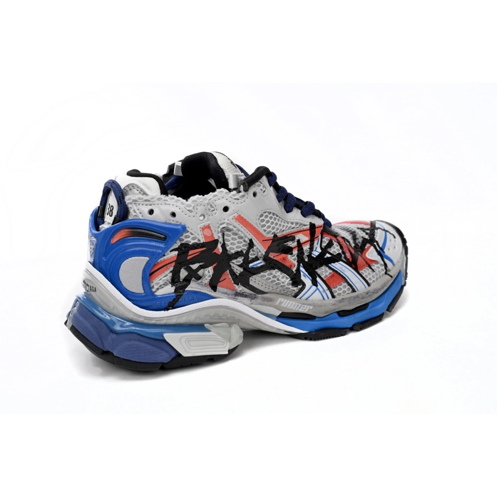 Balenciaga Runner White And Blue Printing 677402W3RB61264