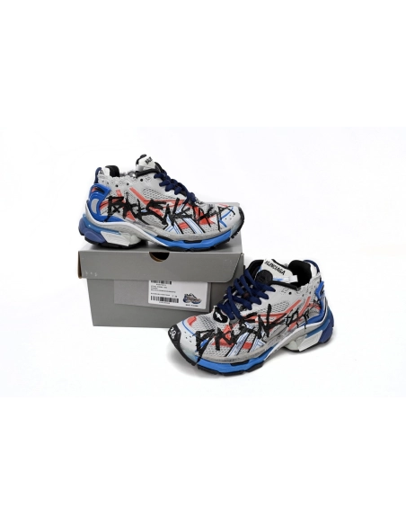 Balenciaga Runner White And Blue Printing 677402W3RB61264