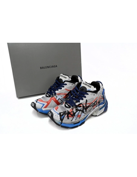 Balenciaga Runner White And Blue Printing 677402W3RB61264
