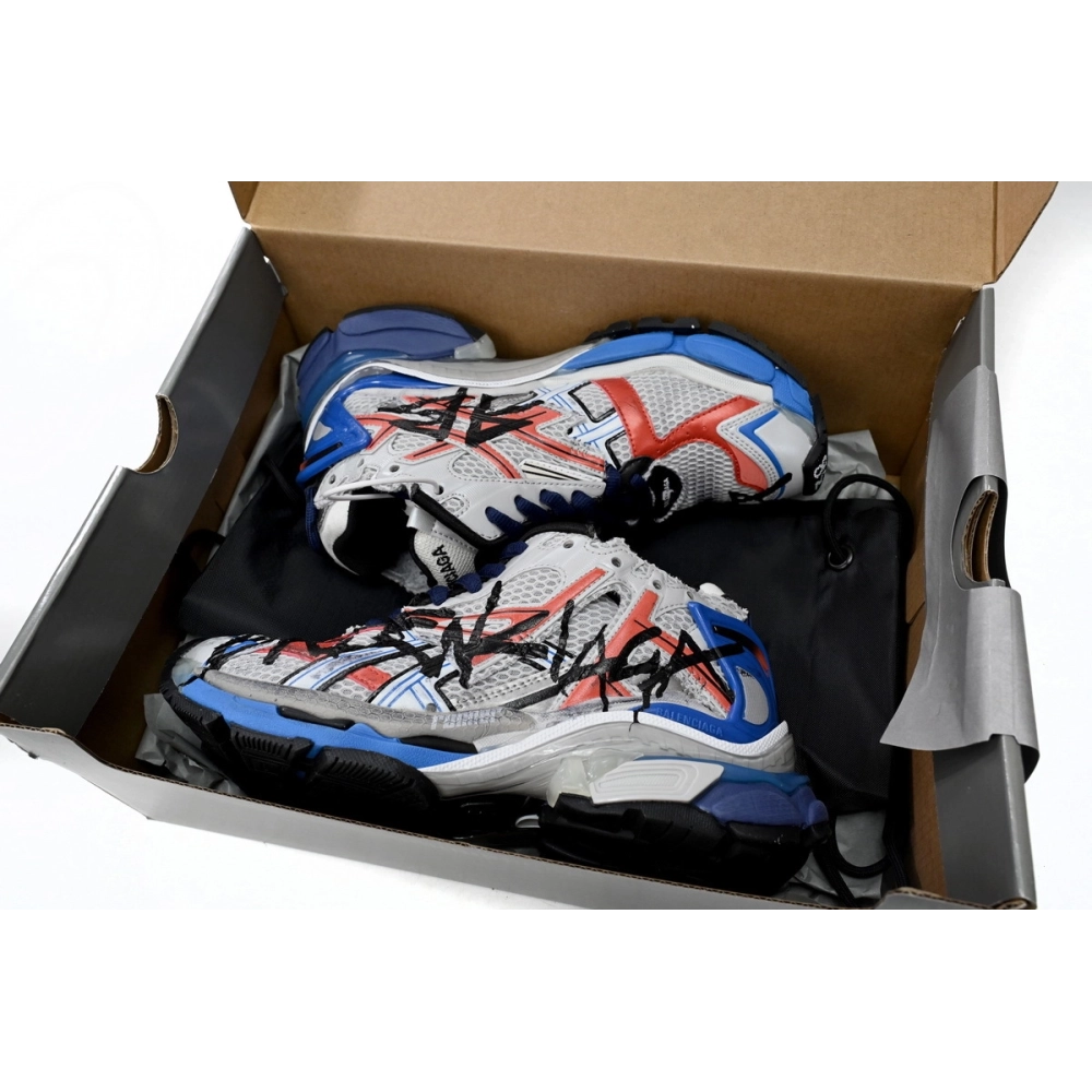 Balenciaga Runner White And Blue Printing 677402W3RB61264