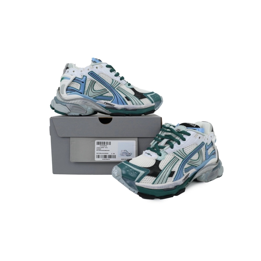 Balenciaga Runner Sneaker White Blue Green 772767W3RMU9034
