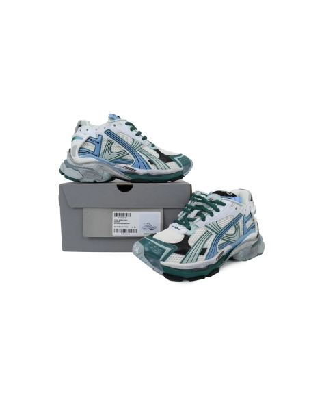 Balenciaga Runner Sneaker White Blue Green 772767W3RMU9034